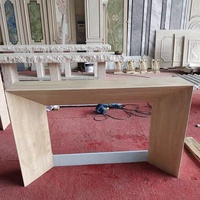 Table Console Moderne Rectangulaire en Travertin Beige de Luxe Meubles de Porche d'Entrée Simple pour Bureau à Domicile Hôtel-pour Salon
