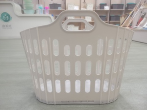 Estante de baño de almacenamiento de doble nivel multifuncional, cesta de lavandería de plástico plegable para ropa, bolsa de almacenamiento de ropa de cama - Product Image 5
