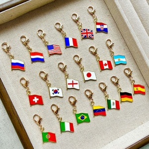 New Christian Classic Heart Shaped National Flag Zinc Alloy Charm Country Flag Pendant Bracelet DIY Jewelry Gift - Product Image 2