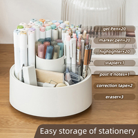 Seau de rangement de papeterie de grande capacité, housse de protection, porte-stylo rotatif détachable pour l'école et le bureau
