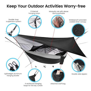 <span class=keywords><strong>Hamac</strong></span> imperméable d'extérieur avec moustiquaire et bâche <span class=keywords><strong>de</strong></span> pluie, <span class=keywords><strong>kit</strong></span> complet <span class=keywords><strong>pour</strong></span> le camping, le jardin, la plage et la randonnée - Product Image 4