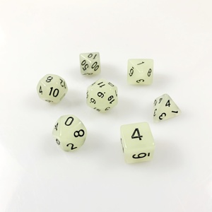 Ensemble de 7 dés polyédriques fluorescents avec chiffres numériques pour jeux de rôle de table – Collection de dés brillants - Product Image 3