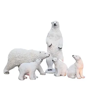 Décoration de noël personnalisée, Statue d'ours polaire en résine blanche, figurines d'extérieur, Sculpture d'animaux