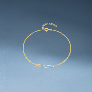 Bracelet ajustable pour femme CANNER Simple S925 en argent sterling plaqué or 18 carats avec fermoir double boucle en forme de trombone - Product Image 3