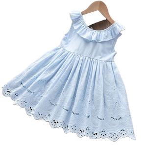 Ropa para Niños, Vestidos de Marca para Bebés, Vestido Largo Azul para Niñas con Tela de Algodón de China - Product Image 1