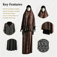 Kaftan Abaya fleuri pour femmes musulmanes grandes tailles - Robe de prière modeste en polyester respirant