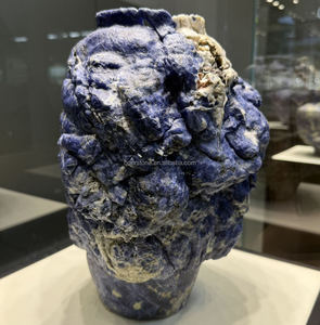 Vase en marbre bleu naturel <span class=keywords><strong>de</strong></span> Bolivie, sculpture en pierre sculptée à la main, vase décoratif en pierre pour hall <span class=keywords><strong>de</strong></span> villa, projet immobilier - Product Image 4