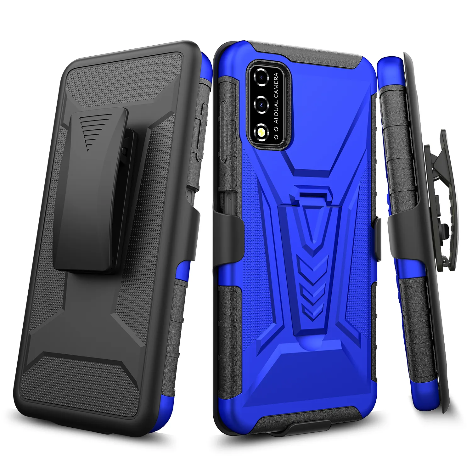 Hard Pc + Soft TPu Holster Cell Phone Case for T-mobile Revvl 6 Pro Smartphone Cover for T-mobile V 4G 2021