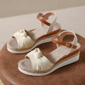 NOVEDAD DE VERANO 2025, sandalias de plataforma de cuña elásticas con punta abierta para mujer de talla grande, cierre sin cordones, Dropshipping - Product Image 2