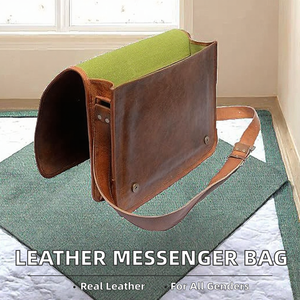 Bolso Bandolera de Cuero Genuino de Grano Completo, Hecho a Mano, Ecológico, de Lujo, con Cierre Decorativo, para Hombre y Mujer, para Portátil - Product Image 2