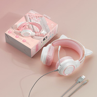 Casque de jeu RGB SY-G35 avec design oreilles de chat, micro antibruit à transducteur de 40 mm, casque filaire pour PS5 Xbox Switch PC Ordinateur portable