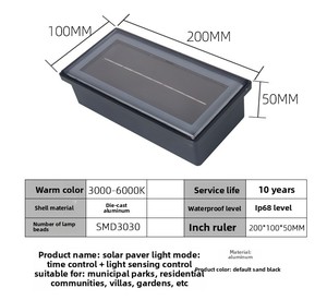 Lampe solaire encastrée OVO-028, étanche IP68, 3 températures de couleur, pour jardin, allée, décoration paysagère - Product Image 3