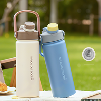 Bouteille d'eau portable avec poignée pour voyage en extérieur, en acier inoxydable 304, intérieur revêtu de titane, gourde sport isotherme sous vide 12-24