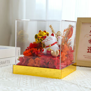 กล่องดอกไม้เซรามิกรู<span class=keywords><strong>ป</strong></span>แมวน่ารักแบบกำหนดเองได้สำหรับขายส่ง เหมาะเ<span class=keywords><strong>ป</strong></span>็นของขวัญปีใหม่ พร้อมดอกกุหลาบคงสภาพในกล่องอะคริลิค - Product Image 3