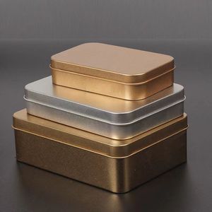 hot sales no printing rectangular hinges tin box metal tins rectangle box packaging card candy soap tin box
