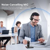 Auriculares Inalámbricos EAGLEND con Base de Carga y Dongle USB, Micrófono ENC, Auriculares Supraaurales para Centro de Llamadas para PC