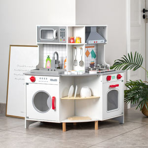 Set <span class=keywords><strong>Cucina</strong></span> ad Angolo in Legno Grigio Montessori per Bambini, Giochi Educativi per Ragazzi e Ragazze - Product Image 1