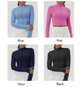 Top Sell Zipper Sports <b>Jackets</b> With Thumb Hole Quick Dry Workout Running Slim Fit Sports Tops Women Long Sleeve <b>Yoga</b> <b>Jacket</b> - Product Image 3