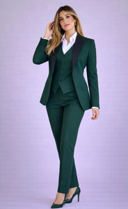 <b>Black</b> <b>Pinstripe</b> Women Suit Set 3 Piece Pantsuit with Blazer Vest and <b>Trousers</b> Elegant Office Business Suit Tailored Formal Wear - Product Image 5