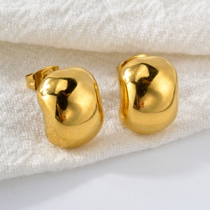 Bijoux en gros imperméables, plaqués or 18 carats PVD, acier inoxydable, boucles d'oreilles géométriques tendance pour unisexe - Product Image 6