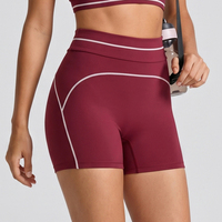 Ensemble de yoga à bordures contrastées, soutien-gorge de sport à double bretelle et short taille haute, en Spandex brossé, tenue de sport 2 pièces