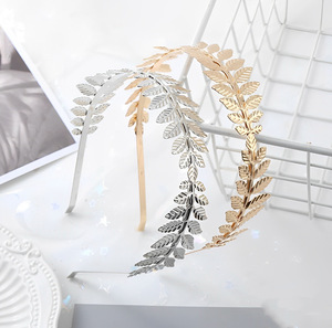 Diadema Corona de Hojas Estilo Europeo y Americano para Novia y Festivales, Accesorios de Pelo de Metal con Hojas Doradas - Product Image 3