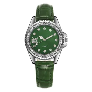 WJ-10937 2023批发时尚定制标志最新设计女式皮革手表钻石腕表奢华石英表