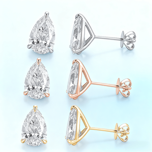 1ct 2ct 4ct gi प्रमाणित लैब उउउउनिसेक्स इयररिंग्स 10k/14k/18k ठोस गुलाब सोना सेट क्रिसमस उपहार - Product Image 1