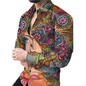 Chemise à Manches Longues Décontractée pour Homme Nouvelle Collection Printemps Impression Numérique 3D Motif Lettre <span class=keywords><strong>Taille</strong></span> Européenne - Product Image 4