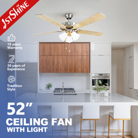 Ventilateur de plafond 1stshine en MDF avec lames, design moderne, intelligent, efficace, assurance qualité, vente en gros, avec lumière LED