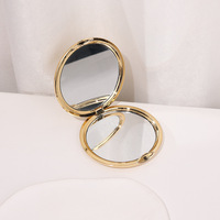 Miroir compact double face rond avec cadre en métal, pliable, portable, de poche, pour le voyage, pour femmes