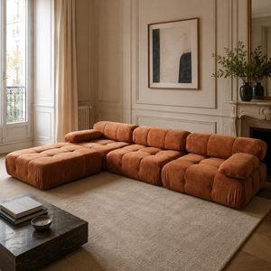 Canapé en mousse compressée sans structure en bois, en forme de L, chaise longue haut de gamme, ensemble de canapés - Product Image 6