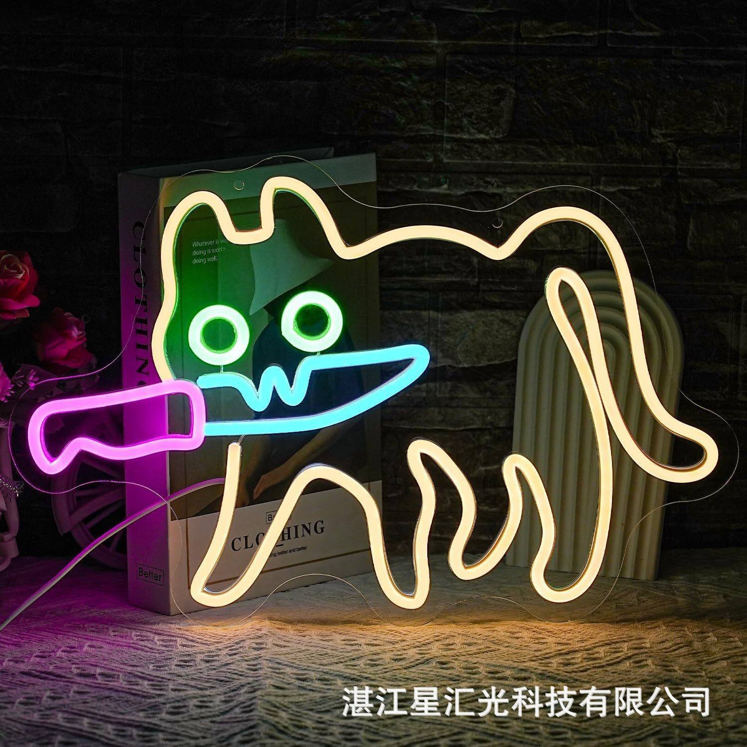 Chat tenant un couteau modèle B 43x31,5cm