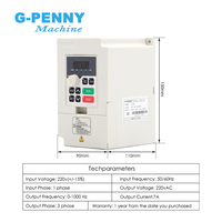 G-Penny 1.5KW ER11 D80 220V/380V Moteur de broche refroidi par eau, onduleur, support en aluminium 80mm Kit de moteur de broche de fraisage CNC