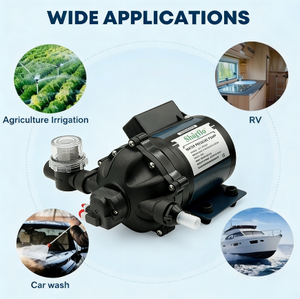 सिंगफ़्लो HY-70601T 7gpm 12v डायाफ्राम पंप 60psi वॉशिंग मशीन और सॉफ्ट वॉशिंग के लिए - Product Image 2