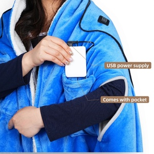 Portable <b>USB</b>-Battery Wearable Heated Throw Blanket Pockets Carbon Fiber <b>Heating</b> Adjustable Temperature Car RV Outdoor Household - Product Image 3
