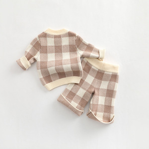<span class=keywords><strong>2023</strong></span> usine coton bio tricot filles vêtements bébé garçons filles rayé ensemble enfants pull costume bébé vêtements vêtements - Product Image 3