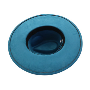 Luxe Suède Brede Rand Panama Fedora Hoed Herfst En Winter Nieuw Design Hoedenband Klassiekers Effen Kleur Vintage Fedora Hoed Groothandel - Product Image 5