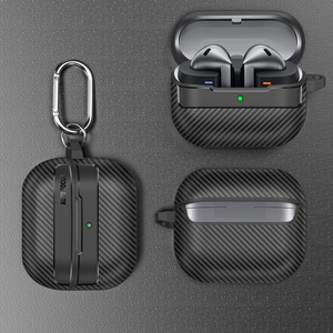 כיסוי מגן לאוזניות מסוג Business TPU Carbon Fiber Pattern <span class=keywords><strong>Skull</strong></span> Metal Anti-Pilling עבור 3 Pro Buds 3 - Product Image 5