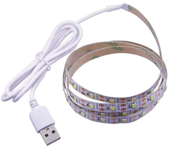 Bande lumineuse Led blanche Flexible, smd 3528, 6000K, USB, Non étanche IP20, 1/2/3/5M, 60 diodes/M, dc 5v