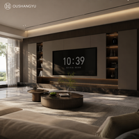 Meuble TV de luxe italien moderne et minimaliste en noyer fritté, intégré au home cinéma, pour salon, sur mesure, OEM ODM