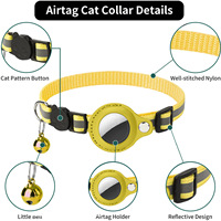 Collier pour chat en polyester avec AirTag intégré, anti-perte, suivi de positionnement, réfléchissant, avec cloche et boucle de fermeture