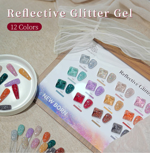Gel à ongles réfléchissant effet diamant brisé, rouge vin, scintillant, à polymérisation UV, pour la décoration des ongles de fête et de vacances - Product Image 5