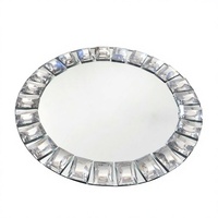 Assiettes de Présentation Modernes en Verre Argenté Écologiques avec Bordure Diamantée Effet Miroir pour Mariage, Anniversaire, Halloween, Noël, Fêtes et Événements