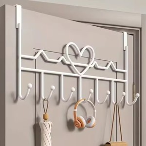 7Hook Heart-Shaped Door <b>Hooks</b> Punch-free Hanging Clothes Storage Rack Bedroom Kitchen Bathroom Organizer Storage Accessories - Product Image 2