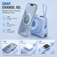 Batterie externe magnétique 10000 mAh avec prise murale intégrée, câble, charge rapide PD22.5W, chargeur sans fil, écran LCD numérique, portable