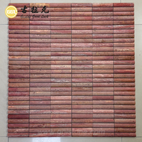 Carreaux de marbre travertin rouge naturel, panneau cannelé, mosaïque de marbre pour décoration murale