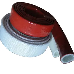 heat Protect Sleeve iron Red Silicone Rubber Coated Fiberglass for hydraulic hose pipe