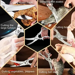 Tijeras de cocina multifuncionales de acero inoxidable para comida, hueso de pollo, carne, pesca, cangrejo, verduras, tijeras de corte - Product Image 6
