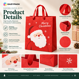 Sacchetti Regalo di Natale Personalizzati in Carta con Manico <span class=keywords><strong>a</strong></span> Nastro, Kraft Bianco, per <span class=keywords><strong>Shopping</strong></span> e Branding Festivo - Product Image 2
